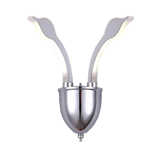 Swan Head Wall Lighting Modern Metal 2-Light Chrome LED Wall Sconce with Acrylic Shade in Warm/White Light Clearhalo 'Cast Iron' 'Glass' 'Industrial' 'Modern wall lights' 'Modern' 'Tiffany' 'Traditional wall lights' 'Wall Lamps & Sconces' 'Wall Lights' Lighting' 732066