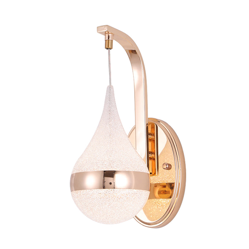 Acrylic Waterdrop Wall Light Fixture Modernism LED Wall Sconce Lamp with Gold Backplate Clearhalo 'Cast Iron' 'Glass' 'Industrial' 'Modern wall lights' 'Modern' 'Tiffany' 'Traditional wall lights' 'Wall Lamps & Sconces' 'Wall Lights' Lighting' 732071