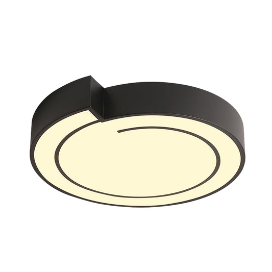 White/Black Round Ceiling Flush Minimalist 18"/21.5" W LED Metal Flush Mount Fixture in Warm/White Light Clearhalo 'Ceiling Lights' 'Close To Ceiling Lights' 'Close to ceiling' 'Flush mount' Lighting' 732081