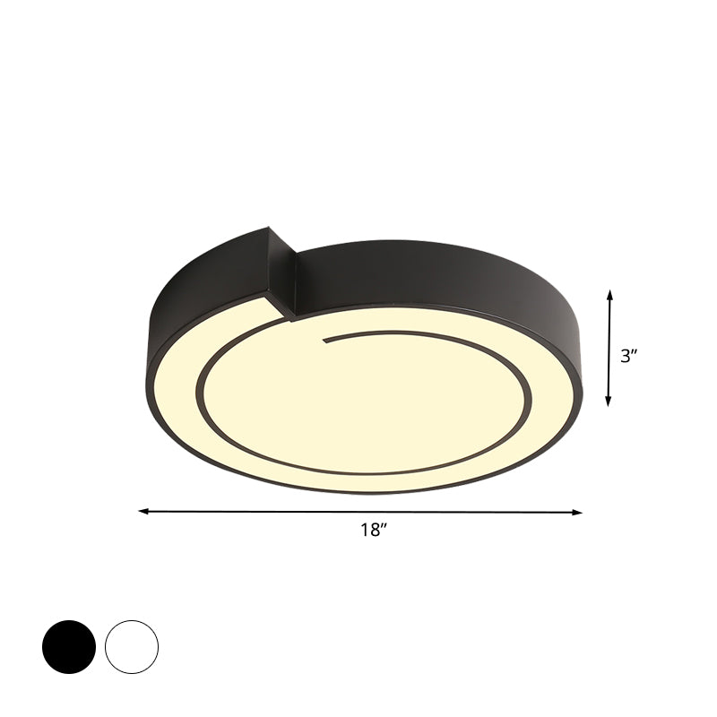 White/Black Round Ceiling Flush Minimalist 18"/21.5" W LED Metal Flush Mount Fixture in Warm/White Light Clearhalo 'Ceiling Lights' 'Close To Ceiling Lights' 'Close to ceiling' 'Flush mount' Lighting' 732083