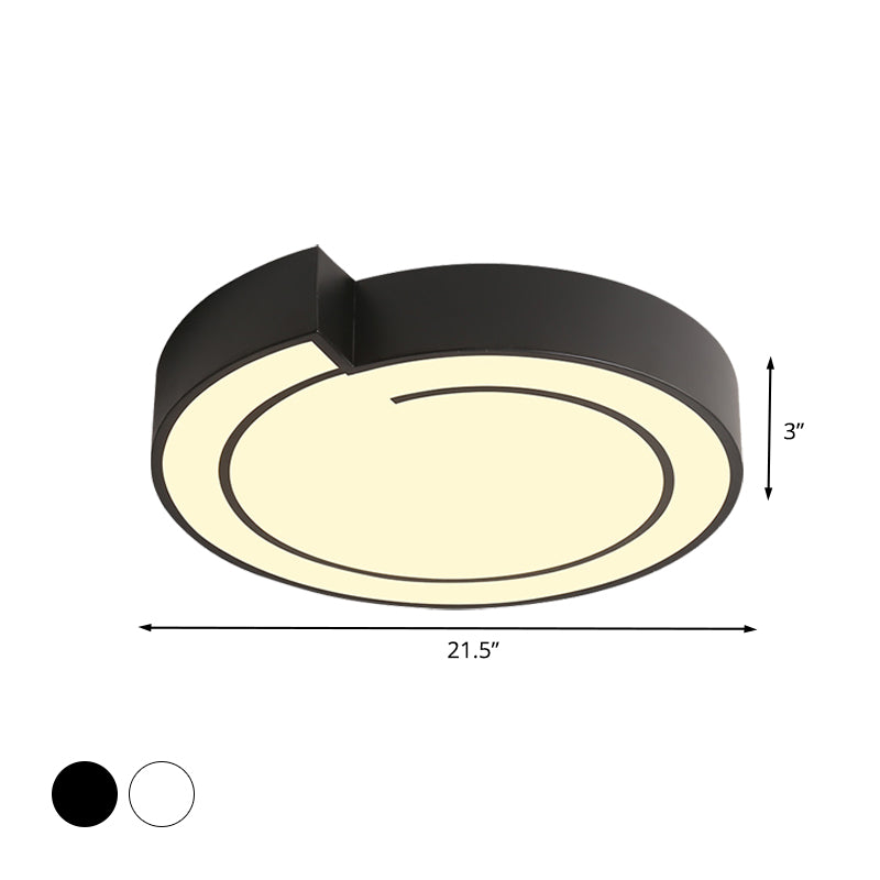 White/Black Round Ceiling Flush Minimalist 18"/21.5" W LED Metal Flush Mount Fixture in Warm/White Light Clearhalo 'Ceiling Lights' 'Close To Ceiling Lights' 'Close to ceiling' 'Flush mount' Lighting' 732084