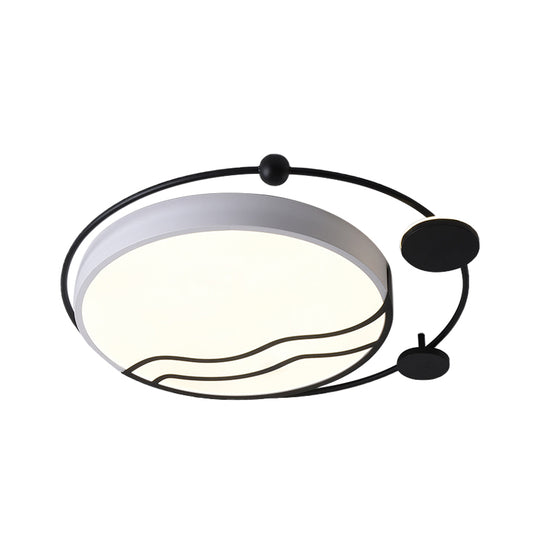 Round Flush Mount Contemporary Iron White and Black/Gold and Black LED Flushmount with Halo Detail in White/Warm Light Clearhalo 'Ceiling Lights' 'Close To Ceiling Lights' 'Close to ceiling' 'Flush mount' Lighting' 732102