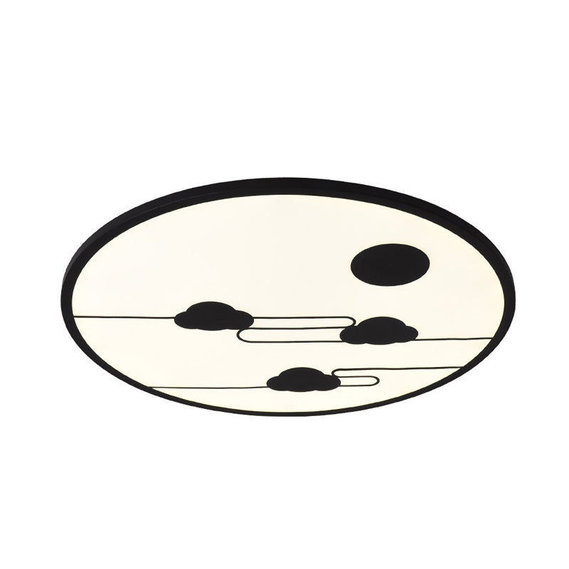 Acrylic Circle Flush Light Fixture Modernism White/Black LED Flush Mount with Cloud Pattern in Warm/White Light, 18"/23.5" Dia Clearhalo 'Ceiling Lights' 'Close To Ceiling Lights' 'Close to ceiling' 'Flush mount' Lighting' 732106