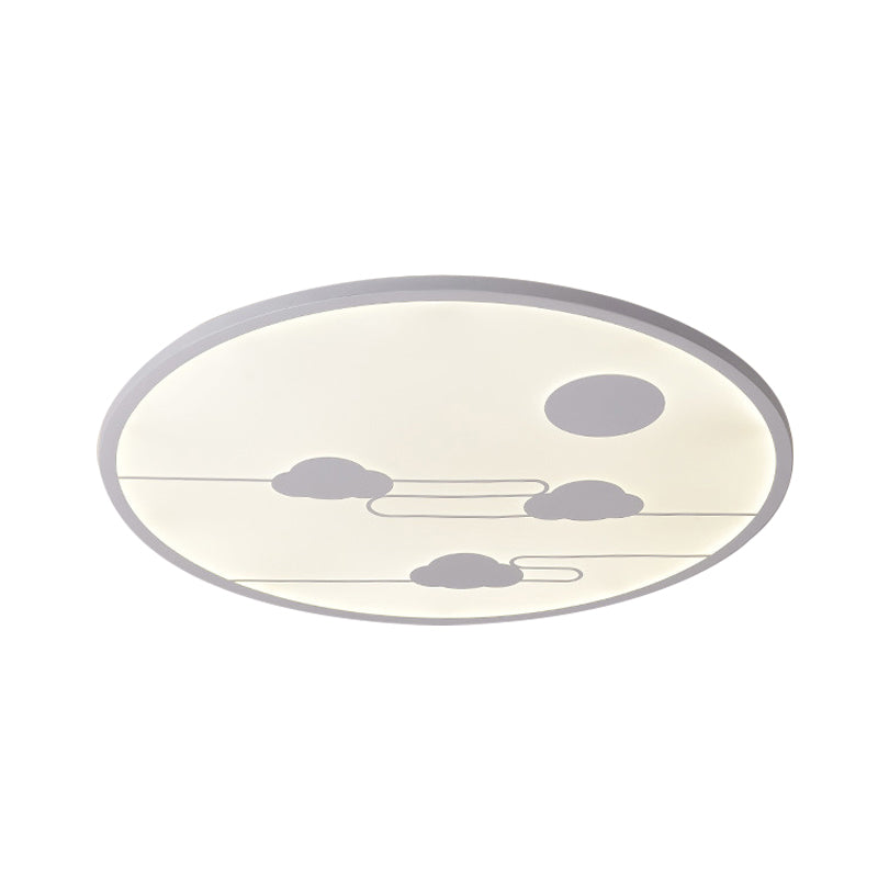 Acrylic Circle Flush Light Fixture Modernism White/Black LED Flush Mount with Cloud Pattern in Warm/White Light, 18"/23.5" Dia Clearhalo 'Ceiling Lights' 'Close To Ceiling Lights' 'Close to ceiling' 'Flush mount' Lighting' 732111