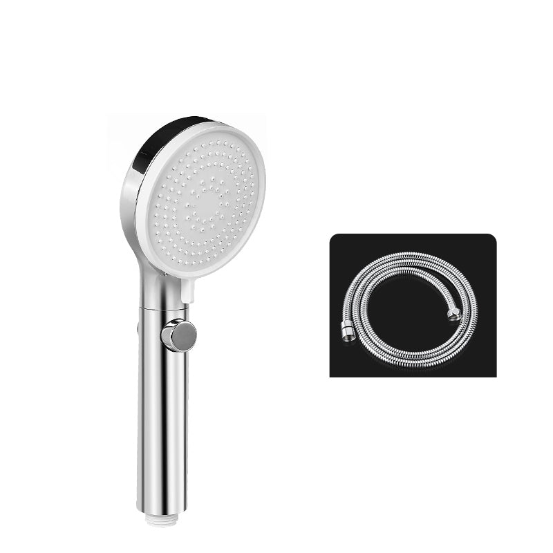 Modern Round Hand Shower 3 Sprays Pattern Wall-Mount Hand Shower Silver Shower Head with Hose Clearhalo 'Bathroom Remodel & Bathroom Fixtures' 'Home Improvement' 'home_improvement' 'home_improvement_shower_heads' 'Shower Heads' 'shower_heads' 'Showers & Bathtubs Plumbing' 'Showers & Bathtubs' 7321143