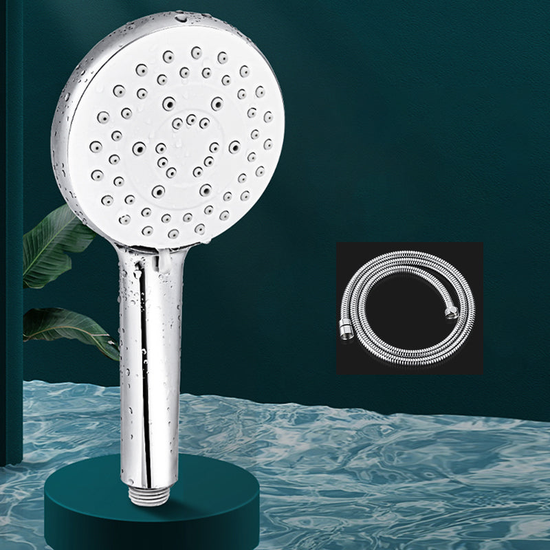 Modern Round Hand Shower 3 Sprays Pattern Wall-Mount Hand Shower Chrome Shower Head with Hose Clearhalo 'Bathroom Remodel & Bathroom Fixtures' 'Home Improvement' 'home_improvement' 'home_improvement_shower_heads' 'Shower Heads' 'shower_heads' 'Showers & Bathtubs Plumbing' 'Showers & Bathtubs' 7321147