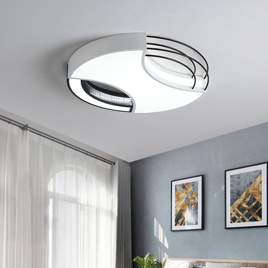 18"/21.5" W Round Flushmount Modern Nordic Metal Black and White LED Close to Ceiling Lamp in Warm/White Light Clearhalo 'Ceiling Lights' 'Close To Ceiling Lights' 'Close to ceiling' 'Flush mount' Lighting' 732114