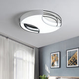 18"/21.5" W Round Flushmount Modern Nordic Metal Black and White LED Close to Ceiling Lamp in Warm/White Light Clearhalo 'Ceiling Lights' 'Close To Ceiling Lights' 'Close to ceiling' 'Flush mount' Lighting' 732114