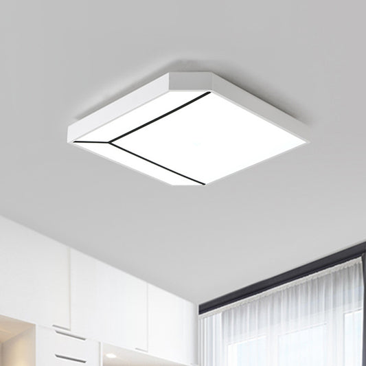 19"/24" W White Square Flush Lighting Modernist LED Metallic Ceiling Flush in White/Warm Light for Living Room White Clearhalo 'Ceiling Lights' 'Close To Ceiling Lights' 'Close to ceiling' 'Flush mount' Lighting' 732123