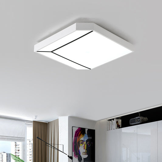 19"/24" W White Square Flush Lighting Modernist LED Metallic Ceiling Flush in White/Warm Light for Living Room Clearhalo 'Ceiling Lights' 'Close To Ceiling Lights' 'Close to ceiling' 'Flush mount' Lighting' 732124