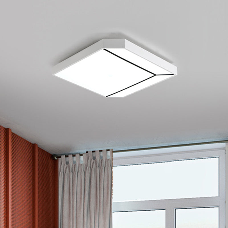 19"/24" W White Square Flush Lighting Modernist LED Metallic Ceiling Flush in White/Warm Light for Living Room Clearhalo 'Ceiling Lights' 'Close To Ceiling Lights' 'Close to ceiling' 'Flush mount' Lighting' 732125