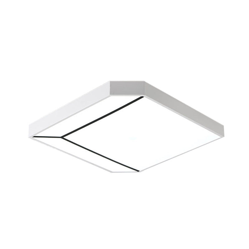 19"/24" W White Square Flush Lighting Modernist LED Metallic Ceiling Flush in White/Warm Light for Living Room Clearhalo 'Ceiling Lights' 'Close To Ceiling Lights' 'Close to ceiling' 'Flush mount' Lighting' 732126