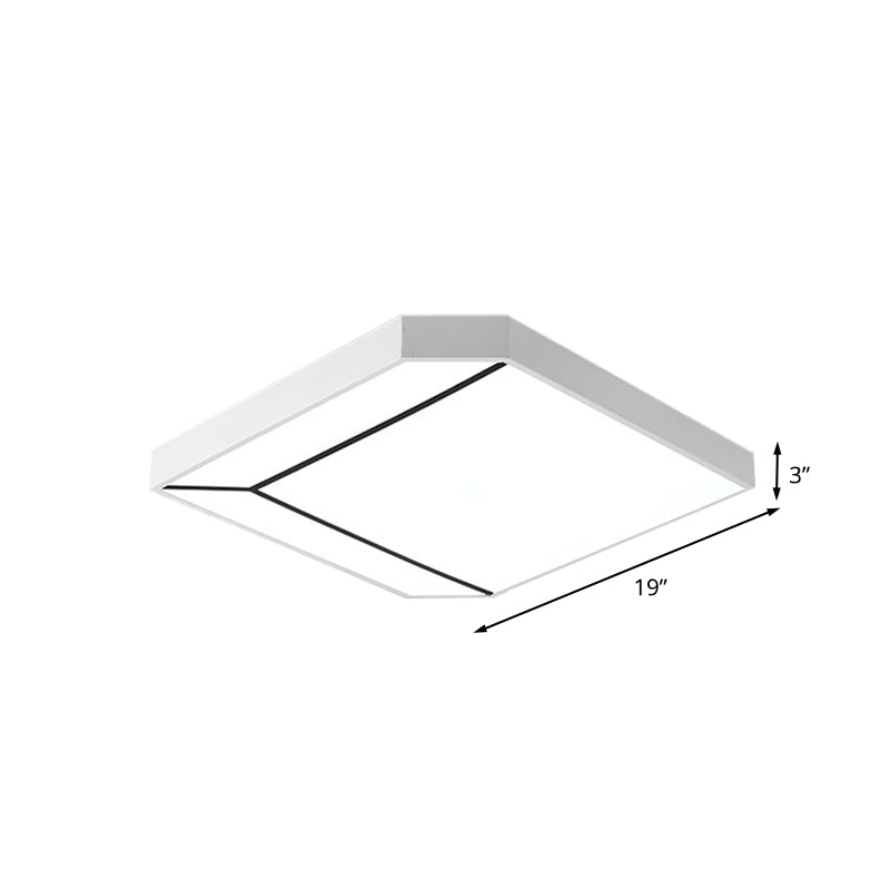 19"/24" W White Square Flush Lighting Modernist LED Metallic Ceiling Flush in White/Warm Light for Living Room Clearhalo 'Ceiling Lights' 'Close To Ceiling Lights' 'Close to ceiling' 'Flush mount' Lighting' 732127