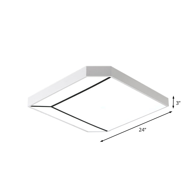 19"/24" W White Square Flush Lighting Modernist LED Metallic Ceiling Flush in White/Warm Light for Living Room Clearhalo 'Ceiling Lights' 'Close To Ceiling Lights' 'Close to ceiling' 'Flush mount' Lighting' 732128