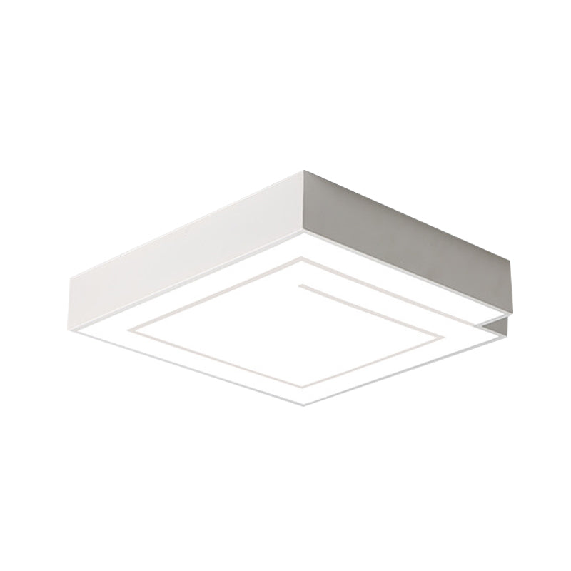 Iron Square Flush Mount Lighting Simple 18"/21.5" W LED Flush Ceiling Lamp in White/Black for Bedroom, White/Warm Light Clearhalo 'Ceiling Lights' 'Close To Ceiling Lights' 'Close to ceiling' 'Flush mount' Lighting' 732137