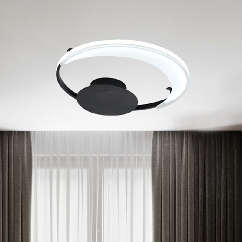 LED Bedroom Ceiling Flush Mount Contemporary Black Flushmount with Meniscus Acrylic Shade, 16.5"/20.5" Wide Clearhalo 'Ceiling Lights' 'Close To Ceiling Lights' 'Close to ceiling' 'Flush mount' Lighting' 732140