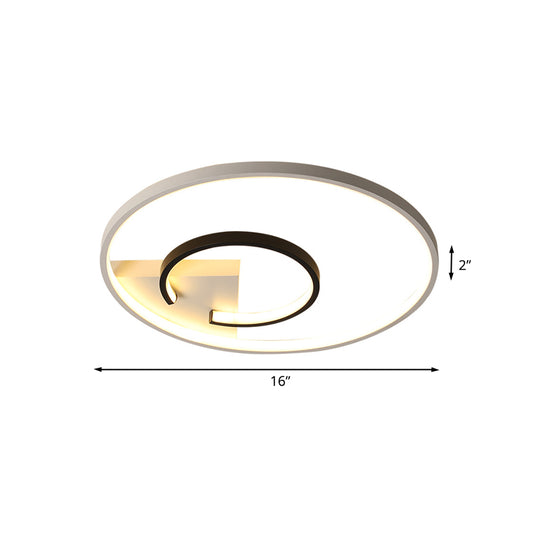 Acrylic 2-Hoop Flushmount Simple 16"/19.5" W LED Ceiling Mount Light Fixture in White and Black for Bedroom, Warm/White Light Clearhalo 'Ceiling Lights' 'Close To Ceiling Lights' 'Close to ceiling' 'Flush mount' Lighting' 732148