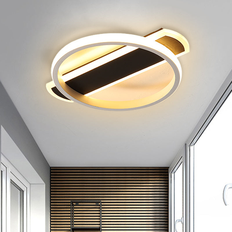 Black/White Ring Flush Mount Minimalist LED Acrylic Ceiling Light with Arc Rectangular Canopy in Warm/White Light Clearhalo 'Ceiling Lights' 'Close To Ceiling Lights' 'Close to ceiling' 'Flush mount' Lighting' 732151