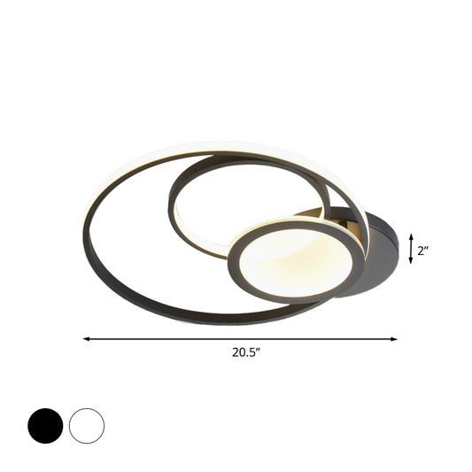 Acrylic Multi-Hoop Flush Light Fixture Modern White/Black LED Close to Ceiling Lamp in White/Warm Light Clearhalo 'Ceiling Lights' 'Close To Ceiling Lights' 'Close to ceiling' 'Flush mount' Lighting' 732179