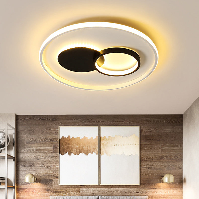 Black and White Round Flushmount Simple 16"/19.5" Dia LED Acrylic Flush Mount Fixture in White/Warm Light Clearhalo 'Ceiling Lights' 'Close To Ceiling Lights' 'Close to ceiling' 'Flush mount' Lighting' 732184