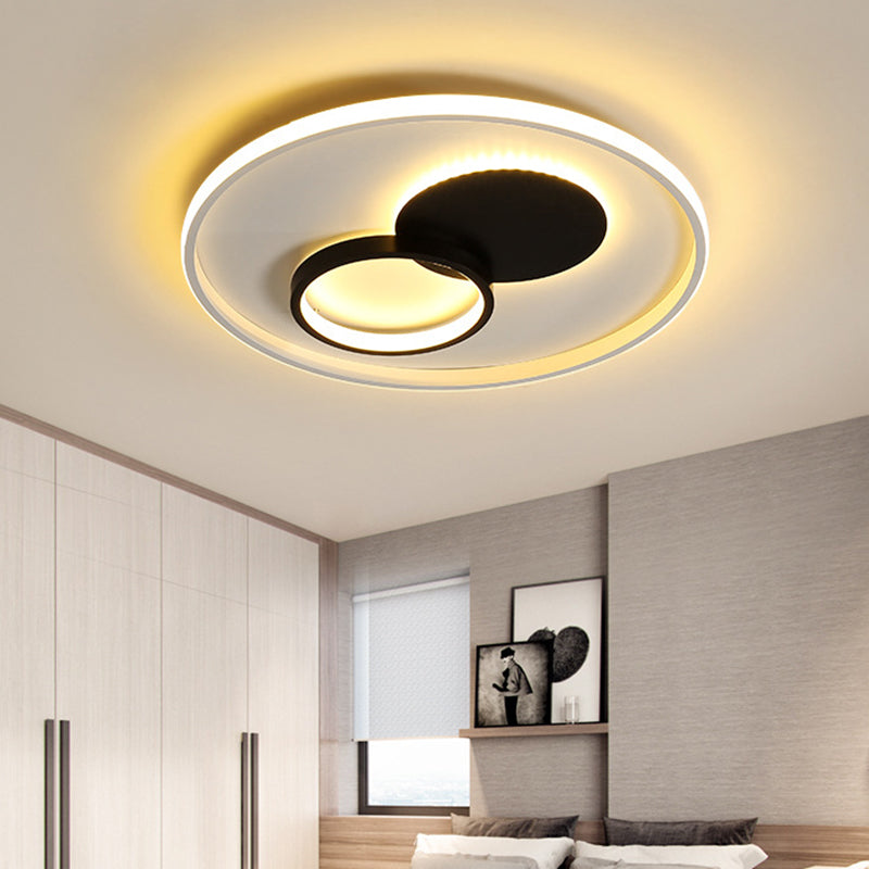 Black and White Round Flushmount Simple 16"/19.5" Dia LED Acrylic Flush Mount Fixture in White/Warm Light Clearhalo 'Ceiling Lights' 'Close To Ceiling Lights' 'Close to ceiling' 'Flush mount' Lighting' 732185