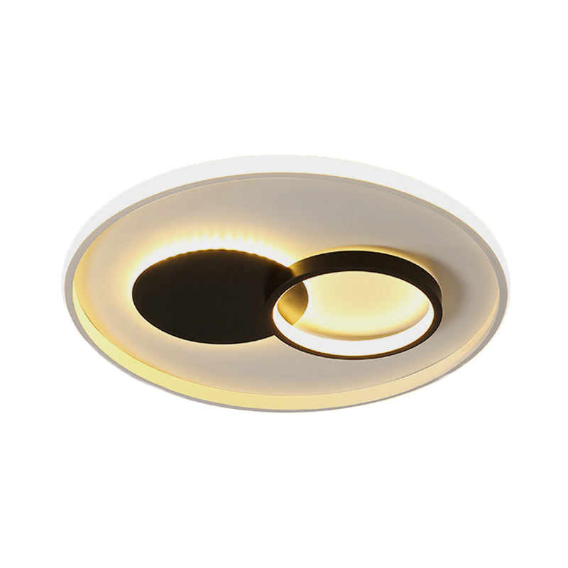 Black and White Round Flushmount Simple 16"/19.5" Dia LED Acrylic Flush Mount Fixture in White/Warm Light Clearhalo 'Ceiling Lights' 'Close To Ceiling Lights' 'Close to ceiling' 'Flush mount' Lighting' 732186