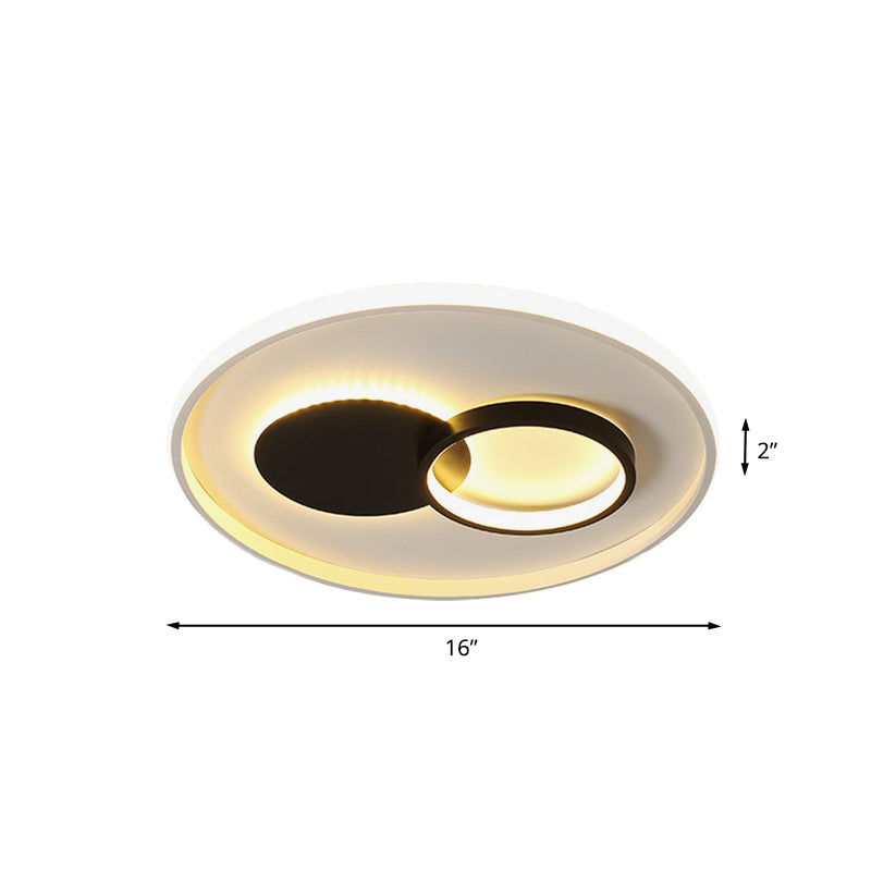 Black and White Round Flushmount Simple 16"/19.5" Dia LED Acrylic Flush Mount Fixture in White/Warm Light Clearhalo 'Ceiling Lights' 'Close To Ceiling Lights' 'Close to ceiling' 'Flush mount' Lighting' 732187