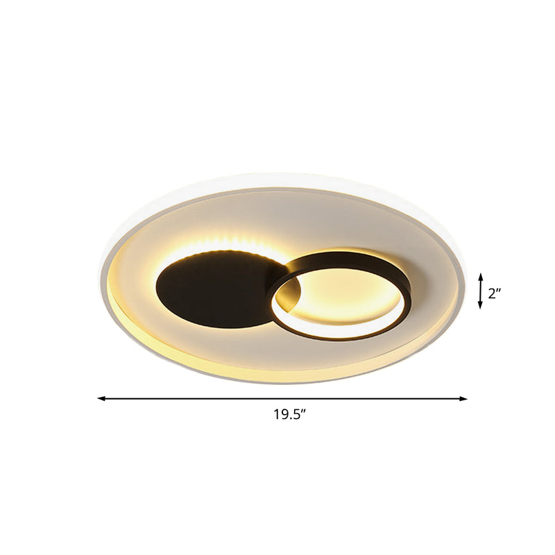 Black and White Round Flushmount Simple 16"/19.5" Dia LED Acrylic Flush Mount Fixture in White/Warm Light Clearhalo 'Ceiling Lights' 'Close To Ceiling Lights' 'Close to ceiling' 'Flush mount' Lighting' 732188