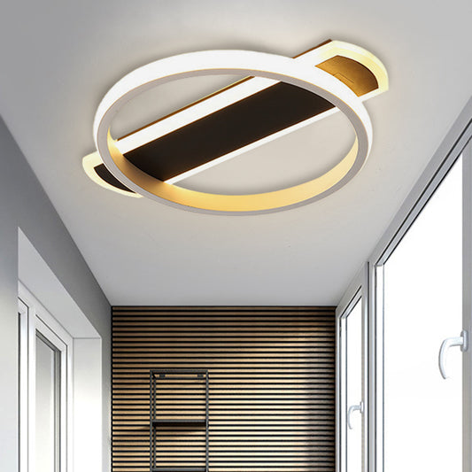 White/Black Ring Flush Lighting Simple LED Acrylic Flush Ceiling Lamp with Arc Rectangle Canopy in Warm/White Light White Clearhalo 'Ceiling Lights' 'Close To Ceiling Lights' 'Close to ceiling' 'Flush mount' Lighting' 732224