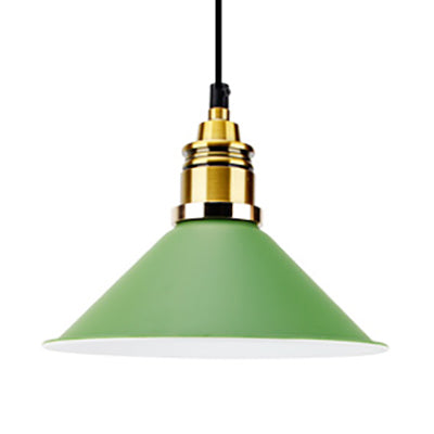 1 Bulb Pendant Light Modern Stylish Conic Shade Metal Hanging Lamp in Black/Grey/White for Dining Room Green Clearhalo 'Ceiling Lights' 'Modern Pendants' 'Modern' 'Pendant Lights' 'Pendants' Lighting' 73225