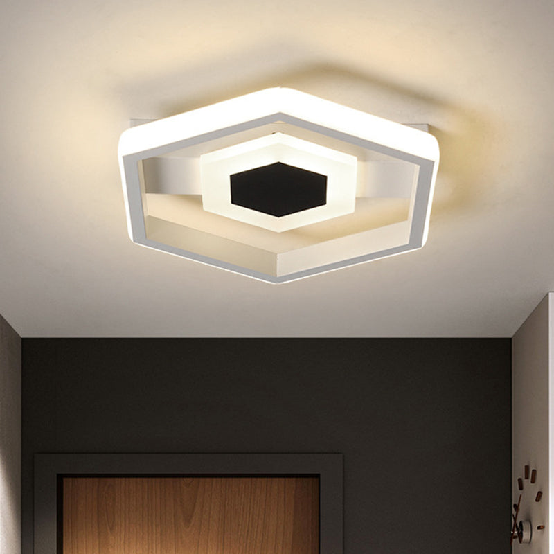 Metal Hexagon Ceiling Flush Modernist LED Flush-Mount Light Fixture in White for Cloakroom, White/Warm Light White Clearhalo 'Ceiling Lights' 'Close To Ceiling Lights' 'Close to ceiling' 'Flush mount' Lighting' 732274