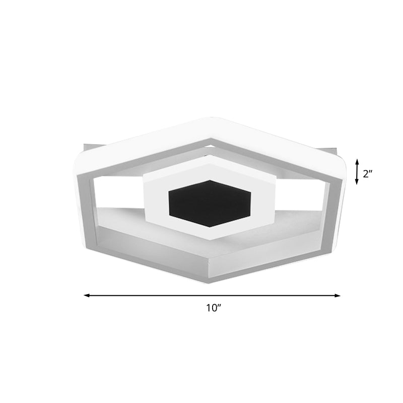 Metal Hexagon Ceiling Flush Modernist LED Flush-Mount Light Fixture in White for Cloakroom, White/Warm Light Clearhalo 'Ceiling Lights' 'Close To Ceiling Lights' 'Close to ceiling' 'Flush mount' Lighting' 732278