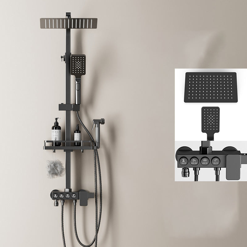 Shower Set Wall Mounted Lever Handle Shower Hose Handshower Square Shower Set Black Temperature Control Digital Display Not Included Clearhalo 'Bathroom Remodel & Bathroom Fixtures' 'Home Improvement' 'home_improvement' 'home_improvement_shower_faucets' 'Shower Faucets & Systems' 'shower_faucets' 'Showers & Bathtubs Plumbing' 'Showers & Bathtubs' 7322875