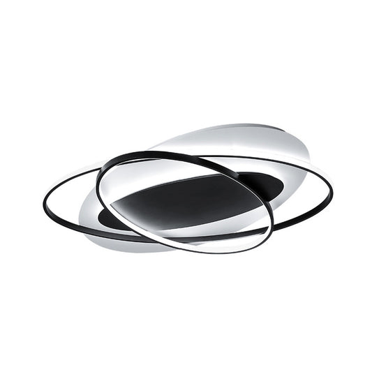 Oval Ring Acrylic Flushmount Lighting Modern White and Black LED Ceiling Flush in Warm/White Light for Bedroom Clearhalo 'Ceiling Lights' 'Close To Ceiling Lights' 'Close to ceiling' 'Flush mount' Lighting' 732288