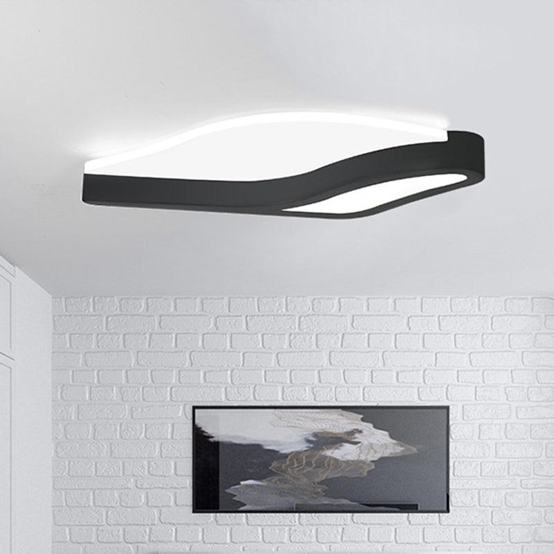 Black Wave Flush Mount Light Minimalist LED Acrylic Close to Ceiling Lamp in Warm/White Light Clearhalo 'Ceiling Lights' 'Close To Ceiling Lights' 'Close to ceiling' 'Flush mount' Lighting' 732291