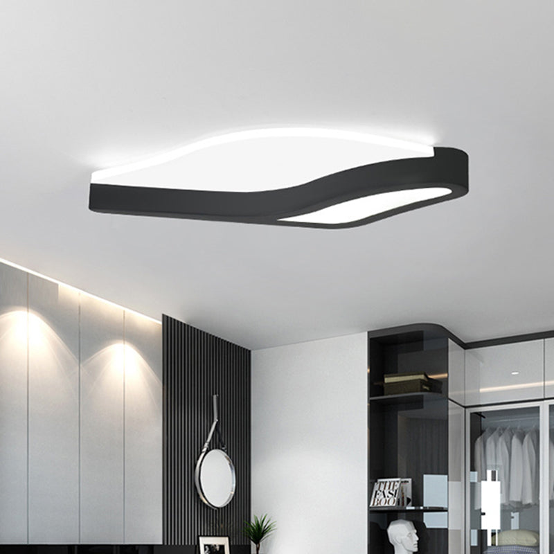 Black Wave Flush Mount Light Minimalist LED Acrylic Close to Ceiling Lamp in Warm/White Light Clearhalo 'Ceiling Lights' 'Close To Ceiling Lights' 'Close to ceiling' 'Flush mount' Lighting' 732292