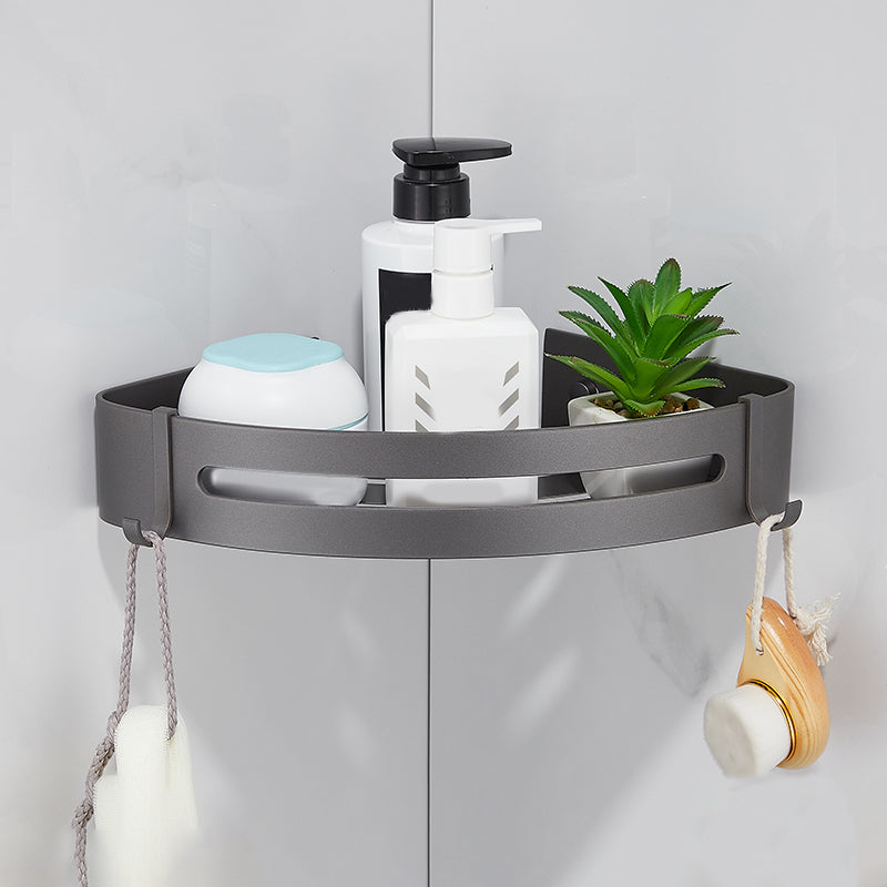 Contemporary Grey Bathroom Accessory As Individual Or As a Set Triangular Bath Shelf Clearhalo 'Bathroom Hardware Sets' 'Bathroom Hardware' 'Bathroom Remodel & Bathroom Fixtures' 'bathroom_hardware_sets' 'Home Improvement' 'home_improvement' 'home_improvement_bathroom_hardware_sets' 7322998