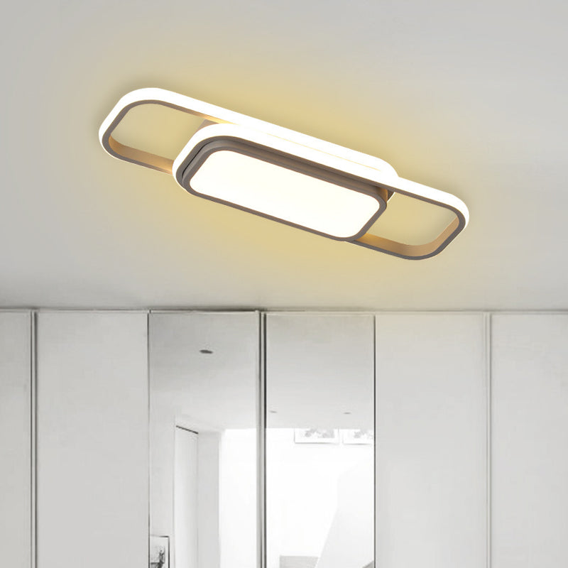 16"/23.5" W Paper Clip Flush Light Fixture Modern Acrylic Grey/Black and White LED Flushmount in Warm/White Light Clearhalo 'Ceiling Lights' 'Close To Ceiling Lights' 'Close to ceiling' 'Flush mount' Lighting' 732308