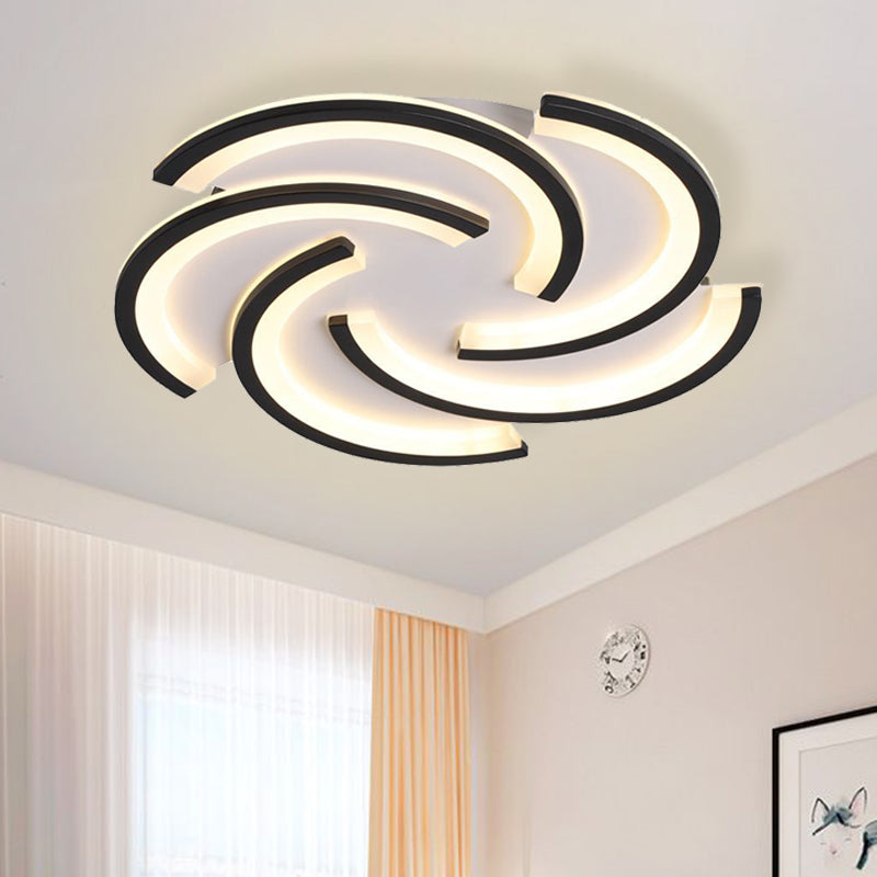 16"/19.5" W Acrylic Spiral Flush Light Modern LED Black Ceiling Flush Mount in Warm/White Light for Bedroom Black Clearhalo 'Ceiling Lights' 'Close To Ceiling Lights' 'Close to ceiling' 'Flush mount' Lighting' 732326