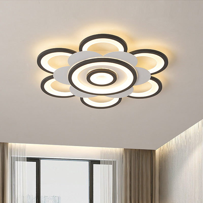 White and Black Flower-Like Flushmount Contemporary 20.5"/24.5" W LED Acrylic Ceiling Flush in White/Warm Light Clearhalo 'Ceiling Lights' 'Close To Ceiling Lights' 'Close to ceiling' 'Flush mount' Lighting' 732348