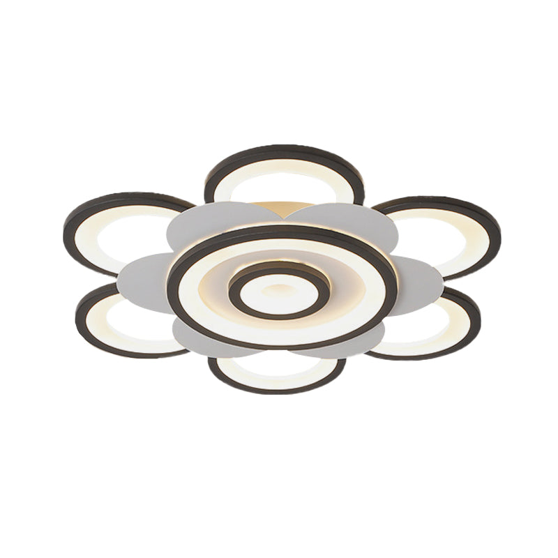 White and Black Flower-Like Flushmount Contemporary 20.5"/24.5" W LED Acrylic Ceiling Flush in White/Warm Light Clearhalo 'Ceiling Lights' 'Close To Ceiling Lights' 'Close to ceiling' 'Flush mount' Lighting' 732349