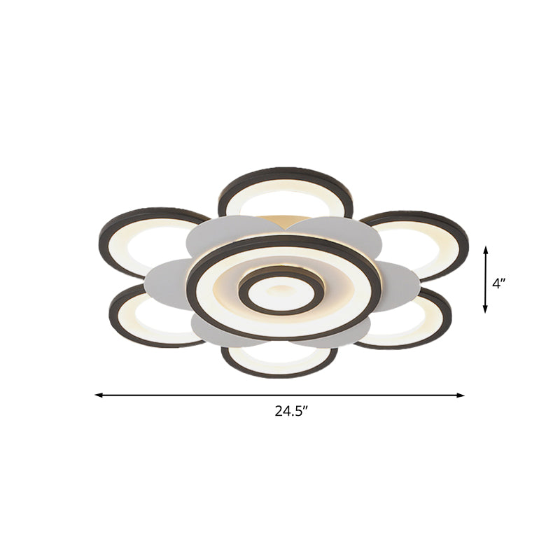 White and Black Flower-Like Flushmount Contemporary 20.5"/24.5" W LED Acrylic Ceiling Flush in White/Warm Light Clearhalo 'Ceiling Lights' 'Close To Ceiling Lights' 'Close to ceiling' 'Flush mount' Lighting' 732351