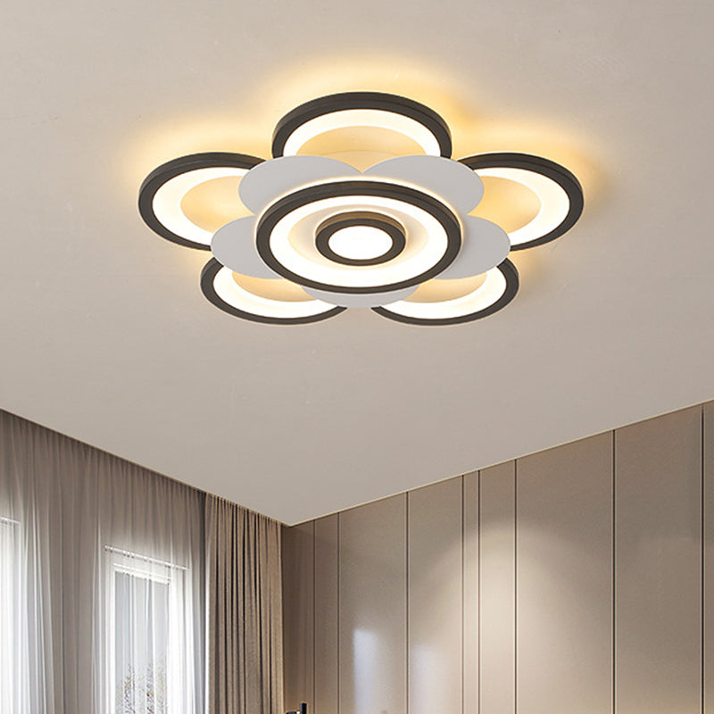 White and Black Flower-Like Flushmount Contemporary 20.5"/24.5" W LED Acrylic Ceiling Flush in White/Warm Light Clearhalo 'Ceiling Lights' 'Close To Ceiling Lights' 'Close to ceiling' 'Flush mount' Lighting' 732353