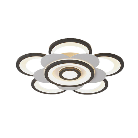 White and Black Flower-Like Flushmount Contemporary 20.5"/24.5" W LED Acrylic Ceiling Flush in White/Warm Light Clearhalo 'Ceiling Lights' 'Close To Ceiling Lights' 'Close to ceiling' 'Flush mount' Lighting' 732354