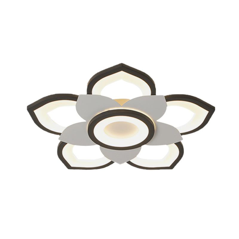 20.5"/24.5" W Lotus Flush Ceiling Light Modern Acrylic Black and White LED Flush Lamp Fixture, White/Warm Light Clearhalo 'Ceiling Lights' 'Close To Ceiling Lights' 'Close to ceiling' 'Flush mount' Lighting' 732358