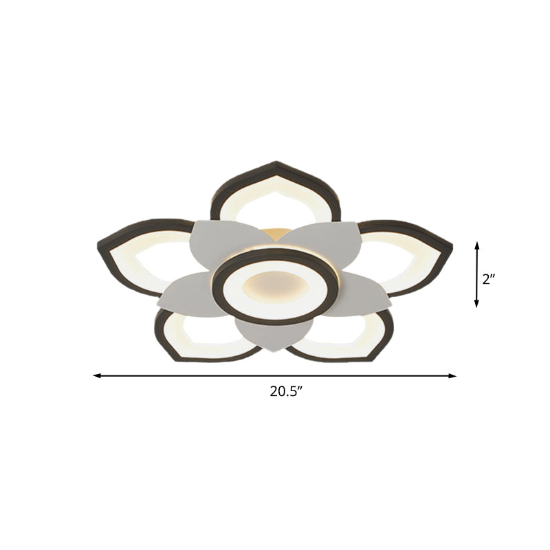 20.5"/24.5" W Lotus Flush Ceiling Light Modern Acrylic Black and White LED Flush Lamp Fixture, White/Warm Light Clearhalo 'Ceiling Lights' 'Close To Ceiling Lights' 'Close to ceiling' 'Flush mount' Lighting' 732360