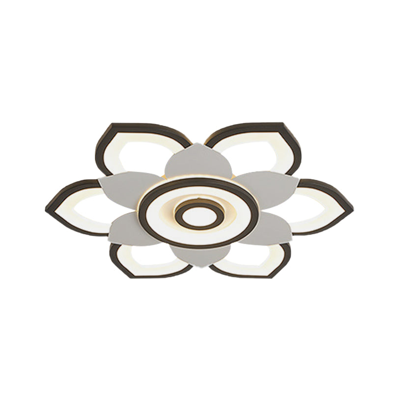 20.5"/24.5" W Lotus Flush Ceiling Light Modern Acrylic Black and White LED Flush Lamp Fixture, White/Warm Light Clearhalo 'Ceiling Lights' 'Close To Ceiling Lights' 'Close to ceiling' 'Flush mount' Lighting' 732363