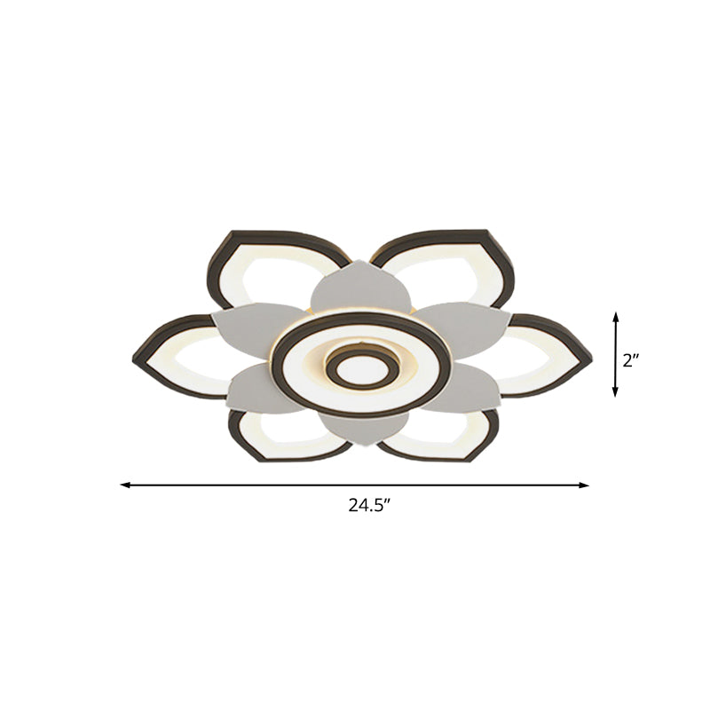 20.5"/24.5" W Lotus Flush Ceiling Light Modern Acrylic Black and White LED Flush Lamp Fixture, White/Warm Light Clearhalo 'Ceiling Lights' 'Close To Ceiling Lights' 'Close to ceiling' 'Flush mount' Lighting' 732364