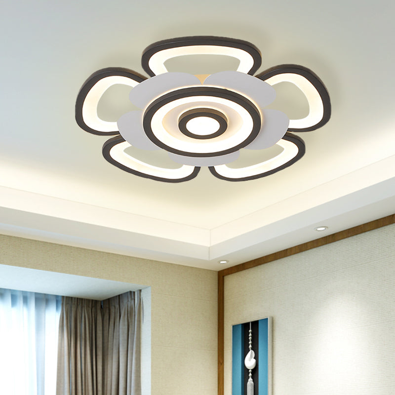 Floral Acrylic Flush Mounted Light Contemporary LED Black and White Ceiling Lamp in Warm/White Light, 20.5"/24.5" W Clearhalo 'Ceiling Lights' 'Close To Ceiling Lights' 'Close to ceiling' 'Flush mount' Lighting' 732366