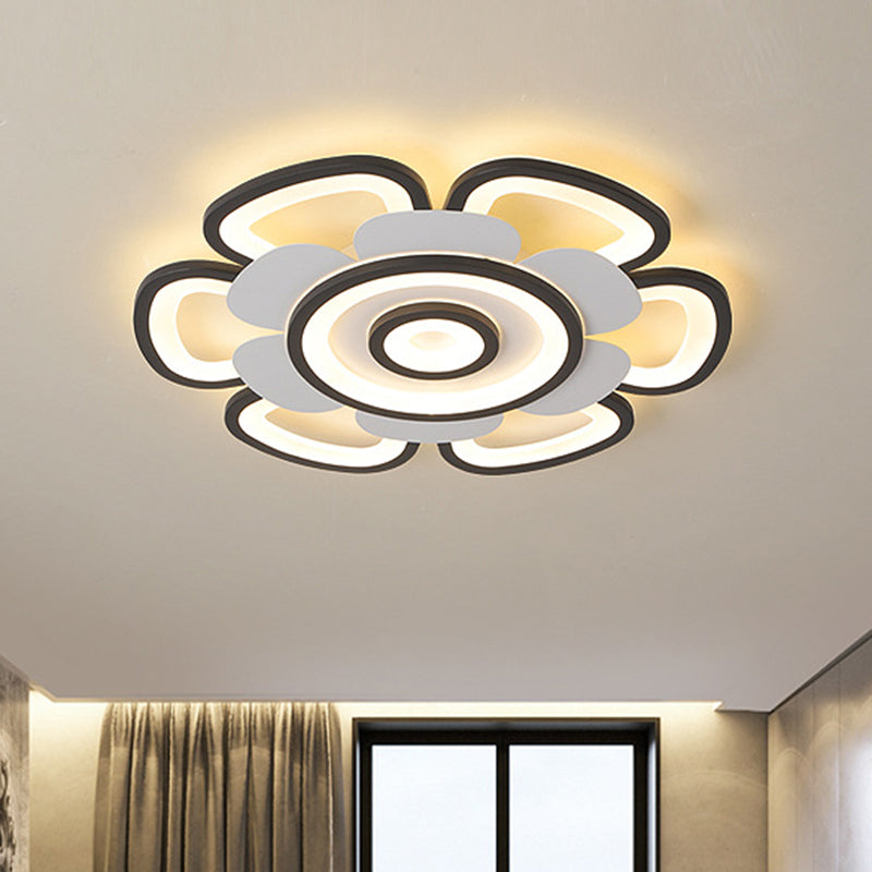 Floral Acrylic Flush Mounted Light Contemporary LED Black and White Ceiling Lamp in Warm/White Light, 20.5"/24.5" W Black-White 24.5" Clearhalo 'Ceiling Lights' 'Close To Ceiling Lights' 'Close to ceiling' 'Flush mount' Lighting' 732370